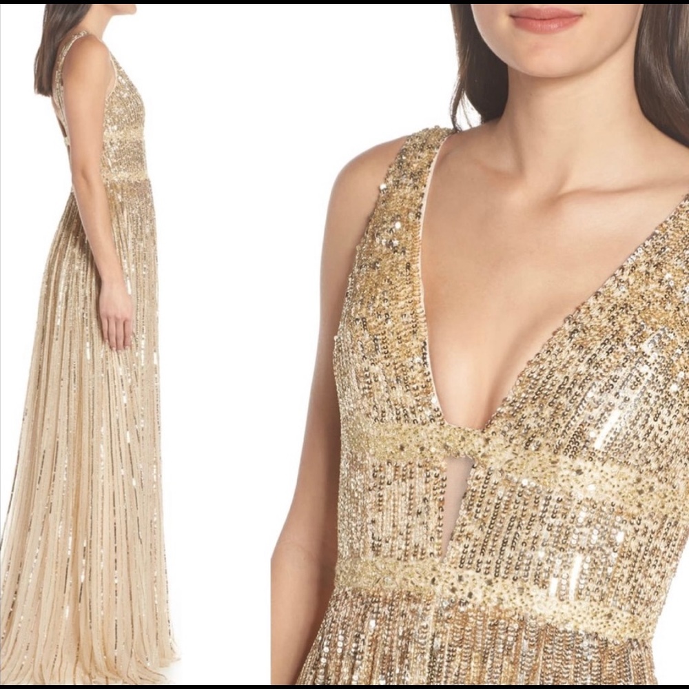 Mac Duggal - Deep V Sequin gown